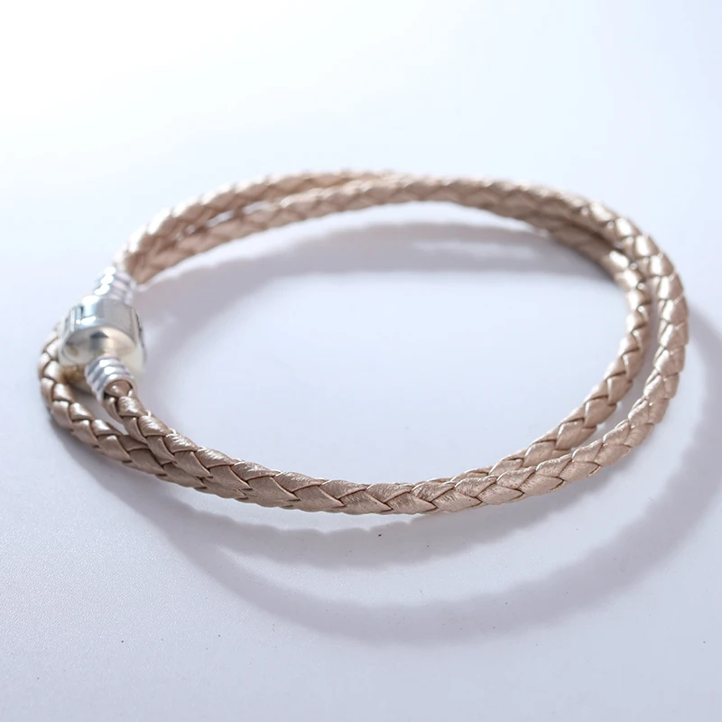 Champagne Color Leather Bracelets Classic Logo Silver Clasp Fashion Silver 925 Jewelry DIY Braided Rope Bracelets for Women
Champagne Color Leather Bracelets Classic Logo Silver Clasp Fashion Silver 925 Jewelry DIY Braided Rope Bracelets for Women