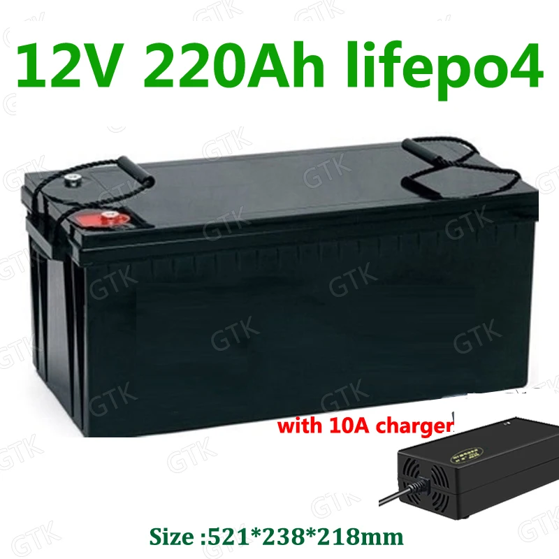 GTK водонепроницаемый Lifepo4 12V 220AH литиевая батарея 100A BMS 4S 12 8 V для 1200W инвертора