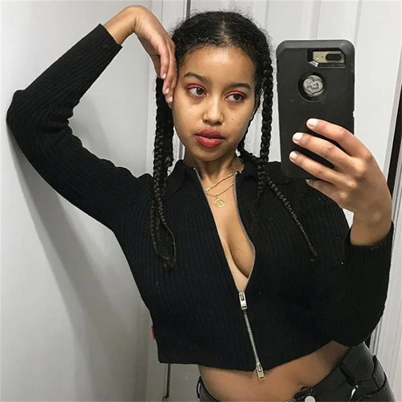 WannaThis Black Ribbed Knitted Zipper Up Cardigans Slim Sweater Women Autumn Spring 2019 Streetwear Stretchy Casual Sweater
WannaThis Black Ribbed Knitted Zipper Up Cardigans Slim Sweater Women Autumn Spring 2019 Streetwear Stretchy Casual Sweater