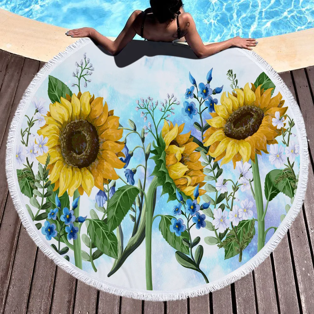 Summer Sunflower Printed 150cm Tassel Beach Blanket Picnic Camping Mat Round Sandbeach Towel Tablecloth Women Shawl Mattress
Summer Sunflower Printed 150cm Tassel Beach Blanket Picnic Camping Mat Round Sandbeach Towel Tablecloth Women Shawl Mattress