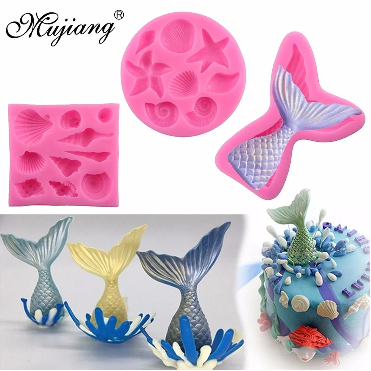 Mujiang Mermaid Tail Silicone Molds Sea Shell Conch Candy Mold Cupcake Fondant Cake Decorating Tools Chocolate Gumpaste Moulds
Mujiang Mermaid Tail Silicone Molds Sea Shell Conch Candy Mold Cupcake Fondant Cake Decorating Tools Chocolate Gumpaste Moulds