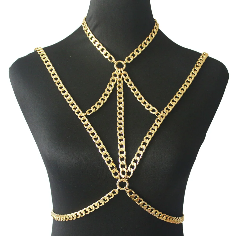 Summer Gold color Body Chain Link Bra chunky Sexy Beach Bikini Chain Harness Necklaces Women Body chain Boho Jewelry Gift
Summer Gold color Body Chain Link Bra chunky Sexy Beach Bikini Chain Harness Necklaces Women Body chain Boho Jewelry Gift
