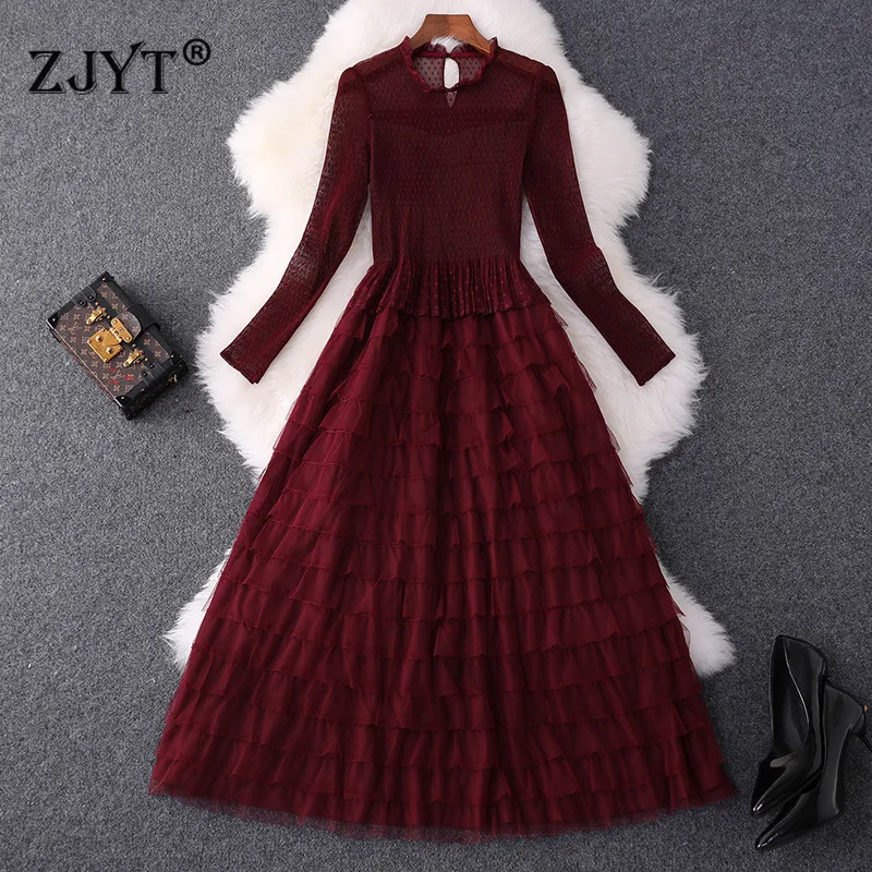 2019 New Designer Autumn Dress Women Fashion Long Sleeve Ruffles Cascading Mid Calf Tulle Cake Dresses Party robe femme
2019 New Designer Autumn Dress Women Fashion Long Sleeve Ruffles Cascading Mid Calf Tulle Cake Dresses Party robe femme