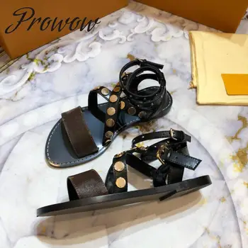 Prowow New Branded Genuine Leather Metal Studded Summer Sandals Open Toe Beach Party Flats Sandals Shoes Women
Prowow New Branded Genuine Leather Metal Studded Summer Sandals Open Toe Beach Party Flats Sandals Shoes Women