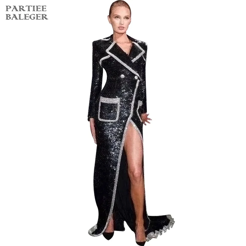 2019 New Arrival Trendy Sequins Long Coat Pockets Button Design Turn-down Collar Long Sleeves Celebrity Party Women Outwear
2019 New Arrival Trendy Sequins Long Coat Pockets Button Design Turn-down Collar Long Sleeves Celebrity Party Women Outwear