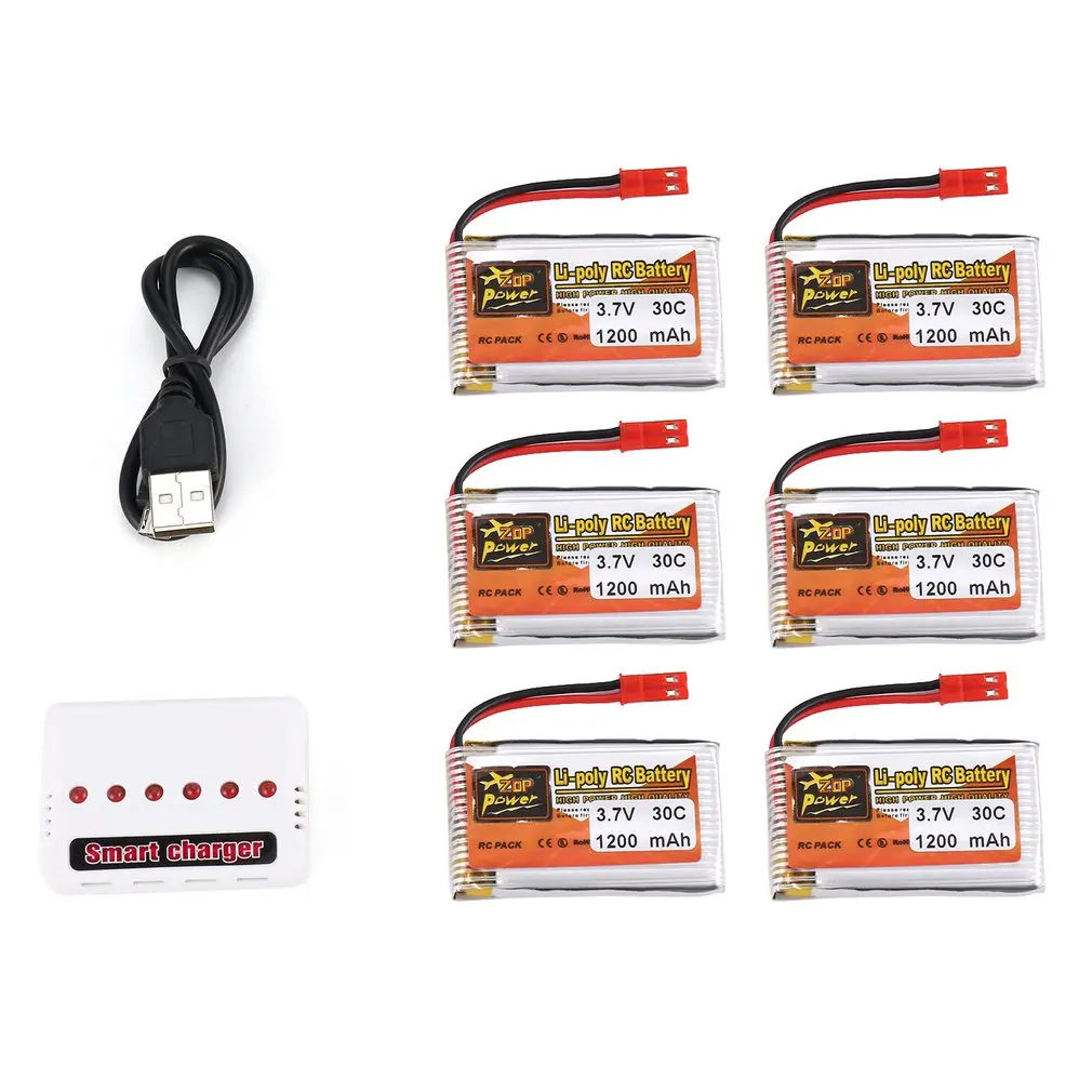 6Pcs 3.7V 750mAh/1200mAh 30C 1S/JST Plug Lipo RC Battery Rechargeable with 6 in 1 USB Charger for RC Racing Drone Helicopter Car
6Pcs 3.7V 750mAh/1200mAh 30C 1S/JST Plug Lipo RC Battery Rechargeable with 6 in 1 USB Charger for RC Racing Drone Helicopter Car