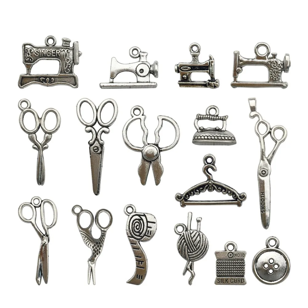 

Antique Silver Color About 60 Pcs High Quality Sewing Machine Shape Retro Style Zinc Alloy Fine Charms Fitting For Craft Making