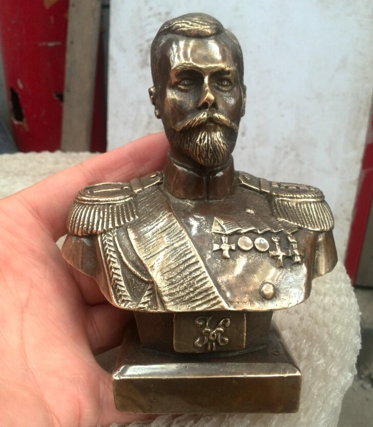 

free shipping Russian Tsar NICHOLAS II bust statue 5" H bronze statue