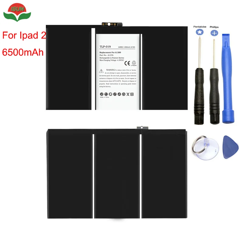 ISUN Original Quality Battery For iPad 2 Battery 6500mAh A1376, 616-0559, 616-0561, 616-0576 Battery with free tools
ISUN Original Quality Battery For iPad 2 Battery 6500mAh A1376, 616-0559, 616-0561, 616-0576 Battery with free tools