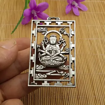 China Collectible Old miao silver carving Maitreya Thousand hands, guanyin Buddha pendant necklace metal crafts
China Collectible Old miao silver carving Maitreya Thousand hands, guanyin Buddha pendant necklace metal crafts