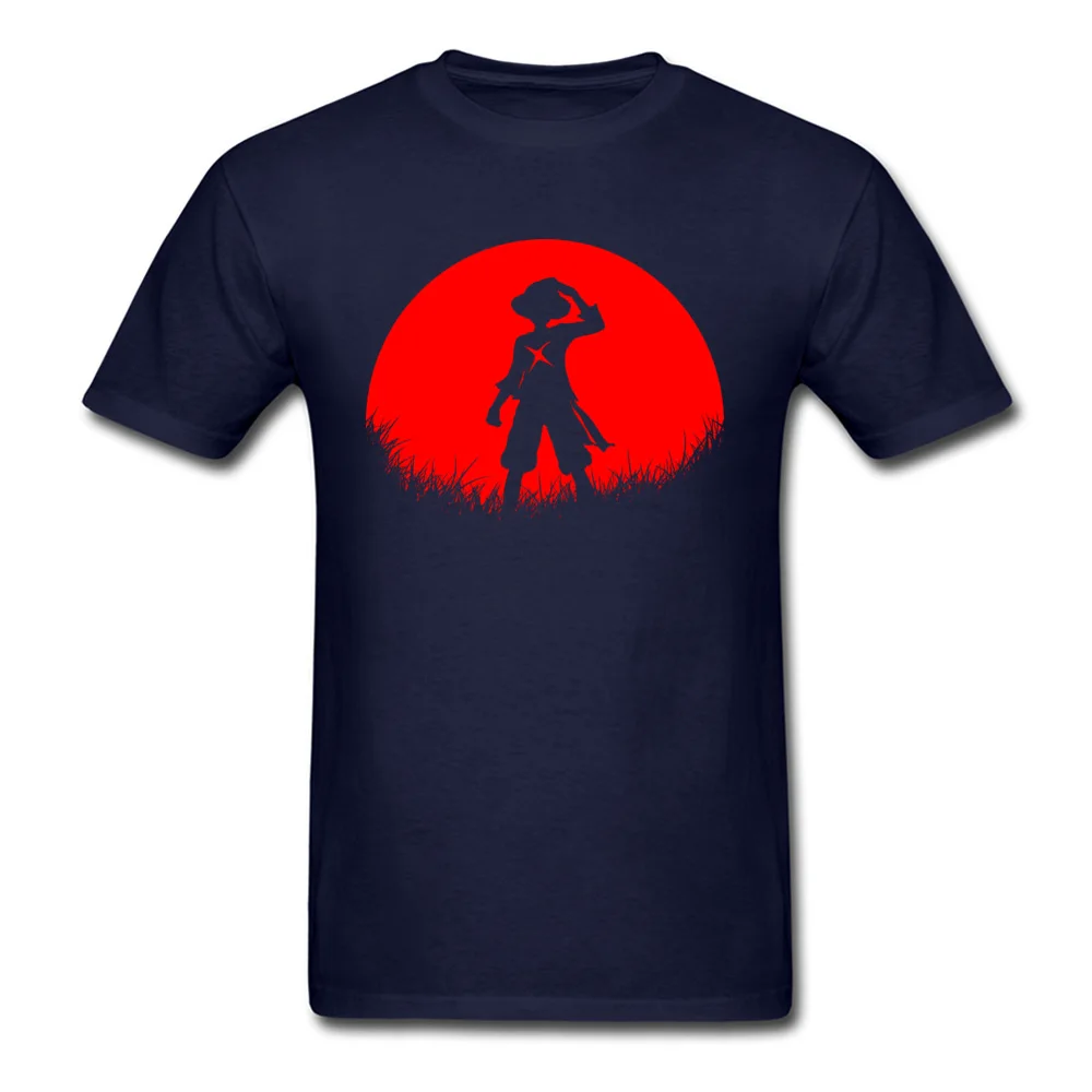 Street T-Shirt New Arrival Round Neck Red Moon Straw hat 100% Cotton Man Tops Shirts Classic Short Sleeve T Shirts Red Moon Straw hat navy