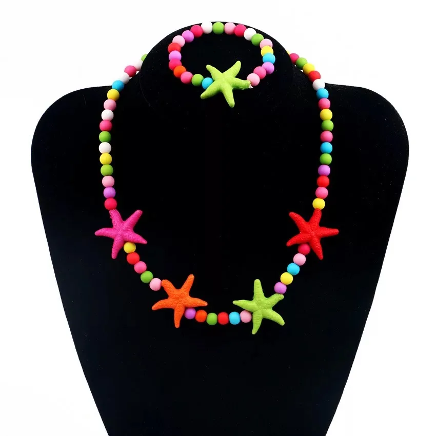 1sets Starfish shaped children jewelry pendant necklace bracelet sets colorful beads pendant jewelry set princess birthday gift
1sets Starfish shaped children jewelry pendant necklace bracelet sets colorful beads pendant jewelry set princess birthday gift