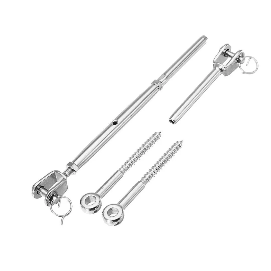 10 Sets Stainless Steel Wire Rope DIY Balustrade Set Fork Turnbuckle Jaw Swage Bolts Terminal Turnbuckle Hardware Tools