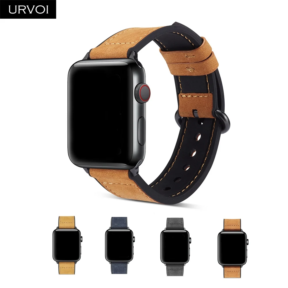 URVOI strap for apple watch series 5/4/3/2/1 matte soft cuff leather strap for iwatch confortable durable classic buckle design 
URVOI strap for apple watch series 5/4/3/2/1 matte soft cuff leather strap for iwatch confortable durable classic buckle design