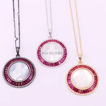 3Pcs Round shape CZ Micro Pave Zirconia Crystal Natural White MOP Shell Carved Maria Pendant Fashion Necklace
3Pcs Round shape CZ Micro Pave Zirconia Crystal Natural White MOP Shell Carved Maria Pendant Fashion Necklace