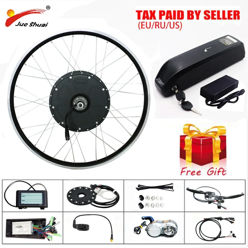 Top 48V 1000W Powerful Electric Bike Kit with 10-20ah Lithium Battery Blushless Rear Motor Wheel for 26" 700C Ebike Electronic Kit 2