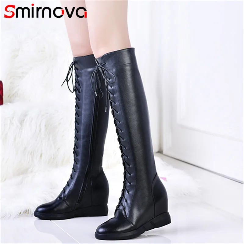 Smirnova HOT fashion elegant zip lace up knee high boots autumn shoes genuine leather boots ladies long woman boots high heel
Smirnova HOT fashion elegant zip lace up knee high boots autumn shoes genuine leather boots ladies long woman boots high heel