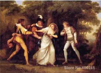 

Painting by Angelica Kauffman Valentine Rescues Silvia in The Two Gentlemen of Verona oil on Canvas Handmade High quality