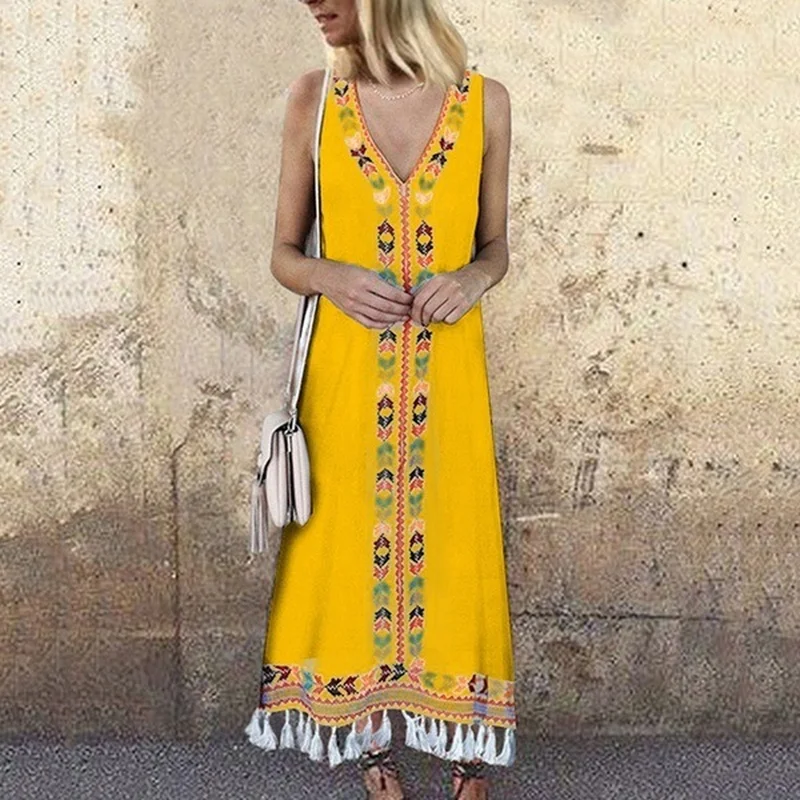 Women Boho Sleeveless Maxi Dress 2019 Summer Sexy Casual Printed Dresses V Neck Split Baggy Ankle-length Vestidos Plus Size 5XL
Women Boho Sleeveless Maxi Dress 2019 Summer Sexy Casual Printed Dresses V Neck Split Baggy Ankle-length Vestidos Plus Size 5XL
