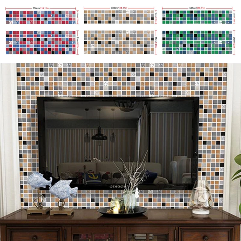 DIY 21*300cm Mosaic Tile Wall Stair Stickers Self Adhesive Waterproof PVC Wall Sticker Kitchen Ceramic Stickers Home Decoration
DIY 21*300cm Mosaic Tile Wall Stair Stickers Self Adhesive Waterproof PVC Wall Sticker Kitchen Ceramic Stickers Home Decoration