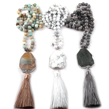 Fashion Bohemian Jewelry Gray/White Stone Knotted Stone Tassel Necklaces For Women Ethnic Necklace
Fashion Bohemian Jewelry Gray/White Stone Knotted Stone Tassel Necklaces For Women Ethnic Necklace