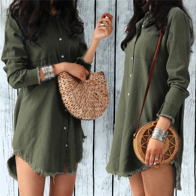 Fashion Autumn Women Dress Lady Long Sleeve Denim Shirt Dress Casual Turn-down Collar Women Dresses Tassels Loose Party Clothes
Fashion Autumn Women Dress Lady Long Sleeve Denim Shirt Dress Casual Turn-down Collar Women Dresses Tassels Loose Party Clothes