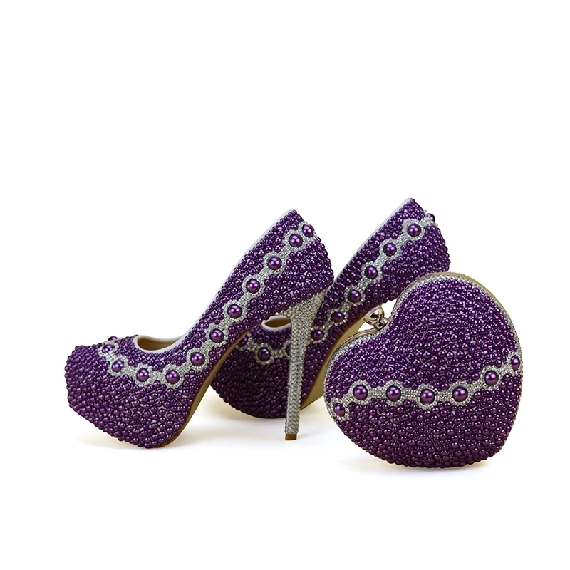 2018 Newest Design Purple Pearl Bridal Wedding Shoes With Lovely Matching Bag Delicate Handmake Stiletto Women Party High Heels
2018 Newest Design Purple Pearl Bridal Wedding Shoes With Lovely Matching Bag Delicate Handmake Stiletto Women Party High Heels