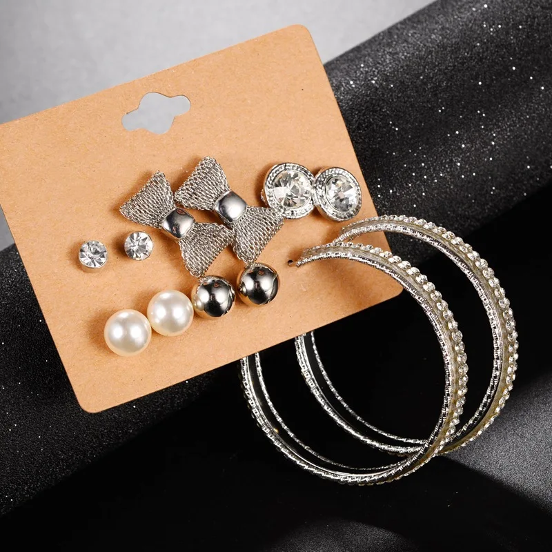 New Trendy 6 Pairs/set Hoop Earrings set for Women crystal bow large Circle Steampunk pearl Earring Sets fashion jewelry
New Trendy 6 Pairs/set Hoop Earrings set for Women crystal bow large Circle Steampunk pearl Earring Sets fashion jewelry