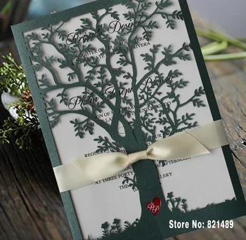 Green Color Tree Wedding Invitations, White Ribbon Invitation Cards, Laser Cut Tree Wedding Invitations - Set of 50
Green Color Tree Wedding Invitations, White Ribbon Invitation Cards, Laser Cut Tree Wedding Invitations - Set of 50