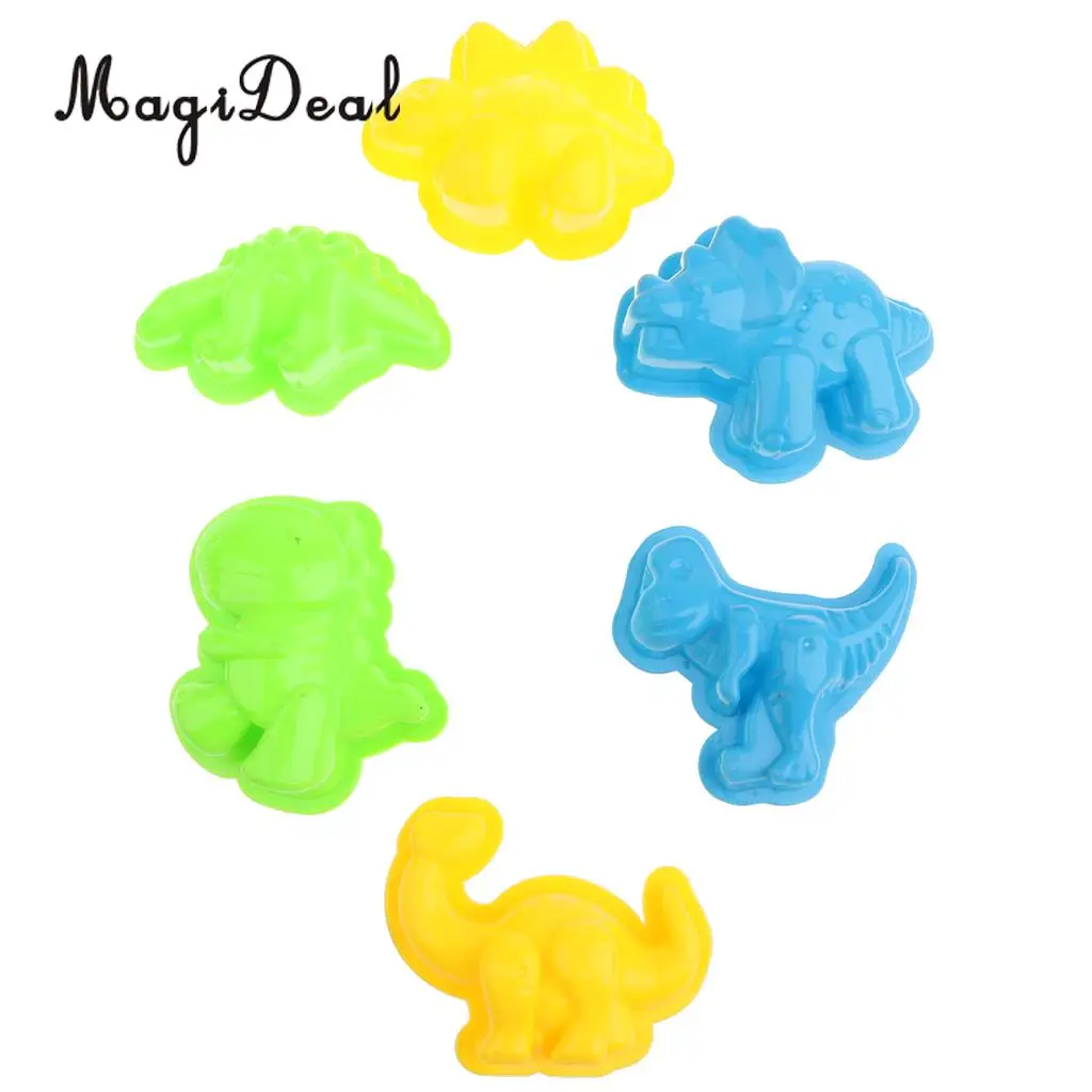 6Pcs/Set Plastic Mini Dinosaur Sand Molds Beach Building Toys Kids Children Toddlers Fun Activity Intellengence Toys