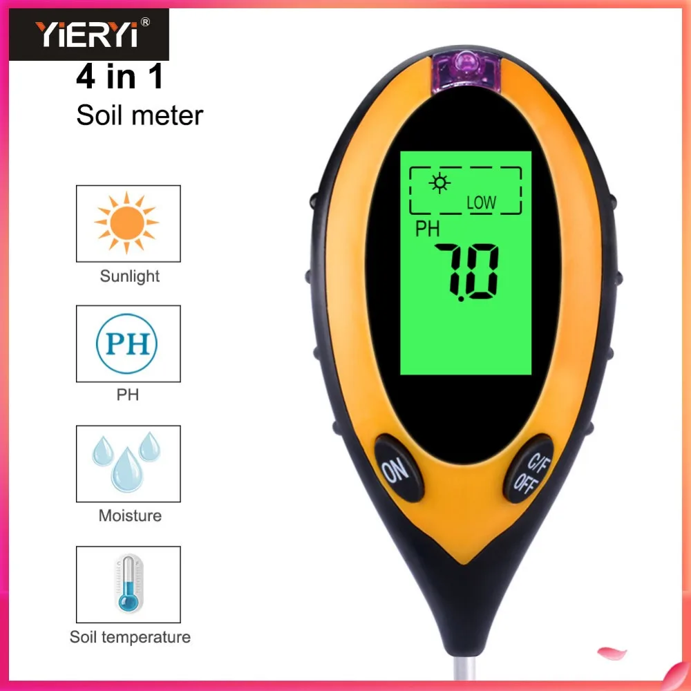 Yieryi 4 in 1 Soil tester PH Moisture Light Soil Meter Thermometer Temperature Sunlight Intensity Measurement Analysis Acidity
Yieryi 4 in 1 Soil tester PH Moisture Light Soil Meter Thermometer Temperature Sunlight Intensity Measurement Analysis Acidity