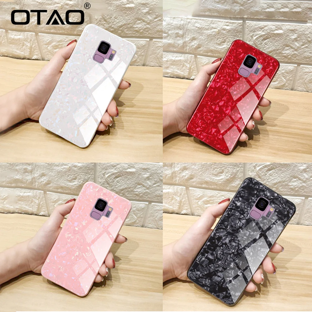 Модный чехол OTAO для Samsung Galaxy S8 S9 Plus Note 8 ударопрочный из закаленного стекла