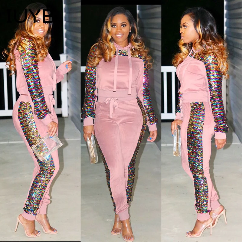 IUYB Spring 2019 New Casual Design 2 Piece Women Set Solid Sequined Hooded Full Sleeve Full Length Tracksuit Slim Set PN6100
IUYB Spring 2019 New Casual Design 2 Piece Women Set Solid Sequined Hooded Full Sleeve Full Length Tracksuit Slim Set PN6100