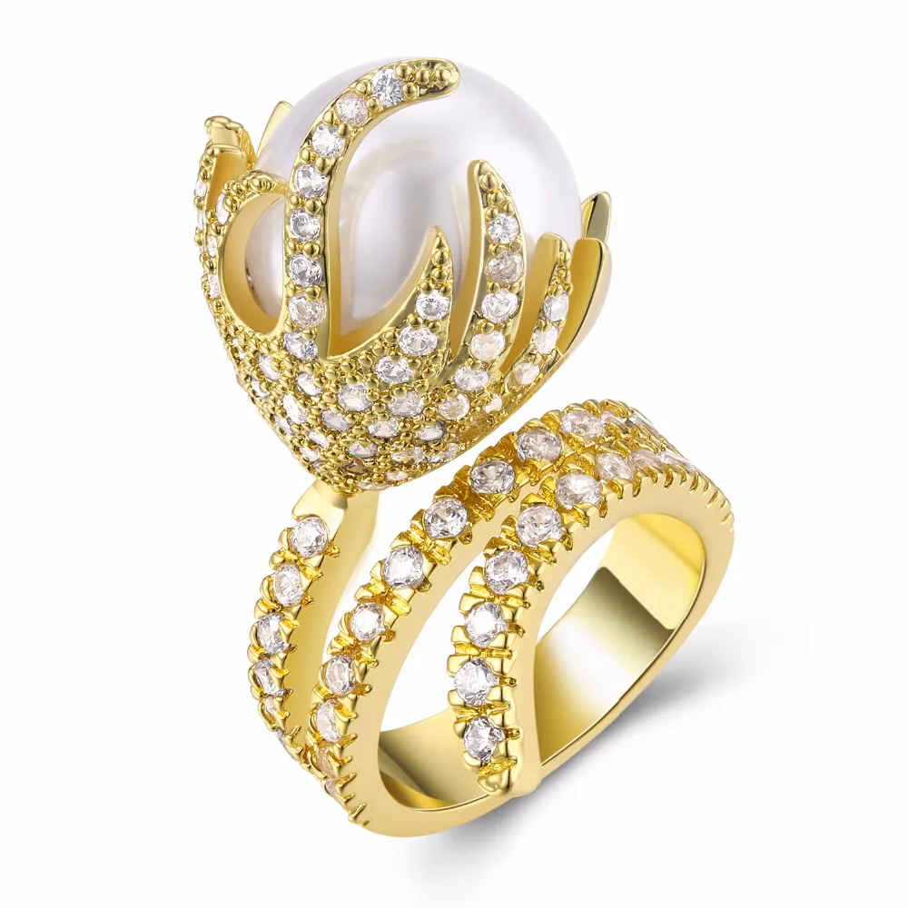 Women simulated Pearl rings Made with AAA Cubic Zirconia Prong Setting Wedding rings Free Allergy
Women simulated Pearl rings Made with AAA Cubic Zirconia Prong Setting Wedding rings Free Allergy