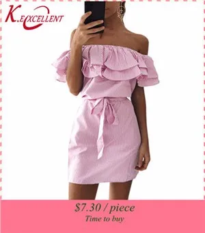 Fashion-Butterfly-Sleeve-Summer-Dress-Women-Striped-Sexy-Slash-Neck-Off-Shoulder-Mini-Vestido-New-Casual