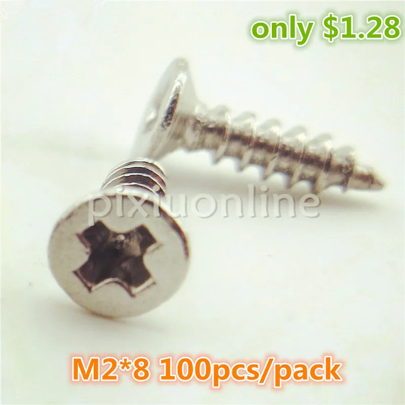 100pcs/lot J250 Flat Head Philip's Screws DIY Small Self-tapping Screws Stainless Steel M2*8 Screws Free Shipping Russia
100pcs/lot J250 Flat Head Philip's Screws DIY Small Self-tapping Screws Stainless Steel M2*8 Screws Free Shipping Russia