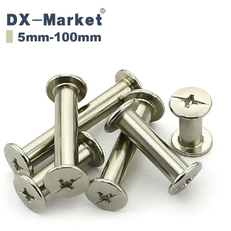 

m5*10 , 50pcs Binding Chicago Screws 10mm Post for Purse Belt screw , DX-Market Book binding bolt Self lock screw nut