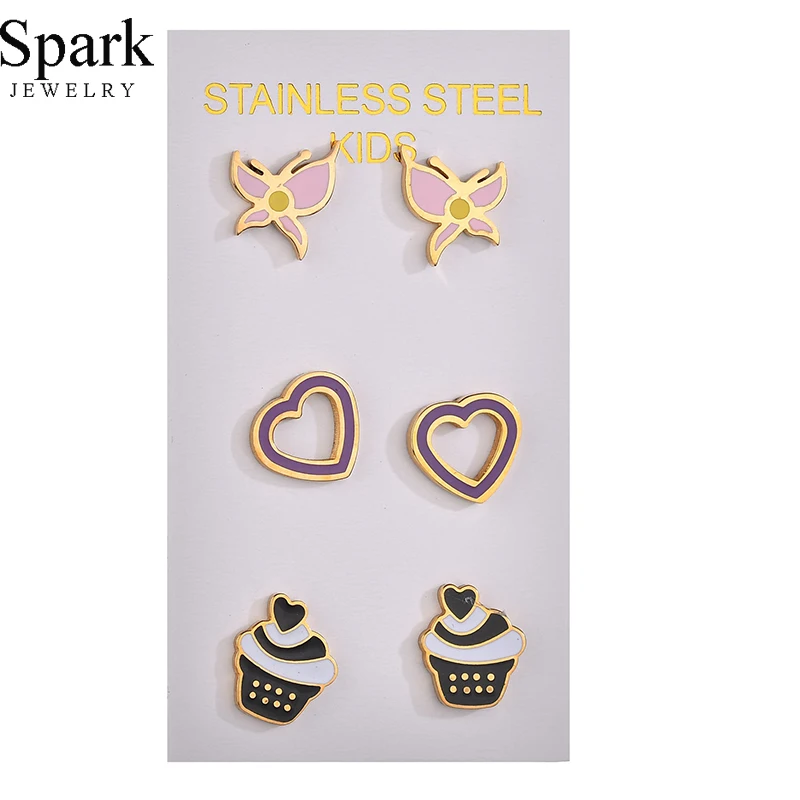 3 Pairs New Design Charm Earrings Stainless Steel Cute Butterfly Hollow Heart Ice Cream Stud Earrings For Women Present
3 Pairs New Design Charm Earrings Stainless Steel Cute Butterfly Hollow Heart Ice Cream Stud Earrings For Women Present