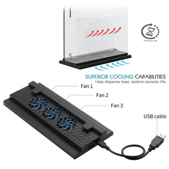for Xbox One Slim Cooling Dock Vertical Stand Built-in 3 High Speed Fans 2-Port USB Charging & Data Syncing for XBOXONE
for Xbox One Slim Cooling Dock Vertical Stand Built-in 3 High Speed Fans 2-Port USB Charging & Data Syncing for XBOXONE
