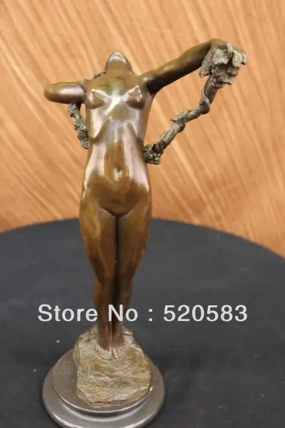 Signed Female Nude Bronze Sculpture Marble Art Deco Statue Figurine Figure