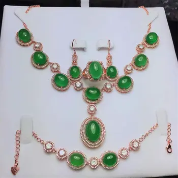Koraba 4pcs 925 Sterling Silver Inlaid Natural Green Rose Gold Jade Chalcedony Pendant Necklace Bracelet Earrings Set
Koraba 4pcs 925 Sterling Silver Inlaid Natural Green Rose Gold Jade Chalcedony Pendant Necklace Bracelet Earrings Set