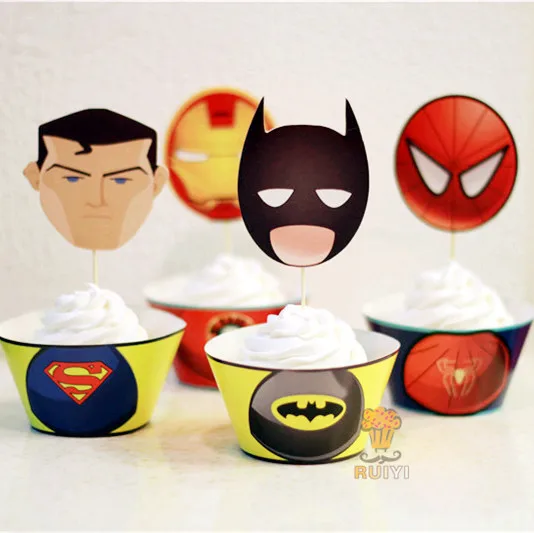 24pcs Avengers Iron Man Spider man super man batman cupcake wrappers kid party favors cake toppers cupcake cases liner AW-0051
24pcs Avengers Iron Man Spider man super man batman cupcake wrappers kid party favors cake toppers cupcake cases liner AW-0051