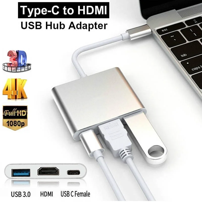 1080P/4K HDMI Adapter USB Type C Hub Type-C To Converter with HDMI/USB 3.0/USB C 3.1 Charging Port for MacBook
1080P/4K HDMI Adapter USB Type C Hub Type-C To Converter with HDMI/USB 3.0/USB C 3.1 Charging Port for MacBook