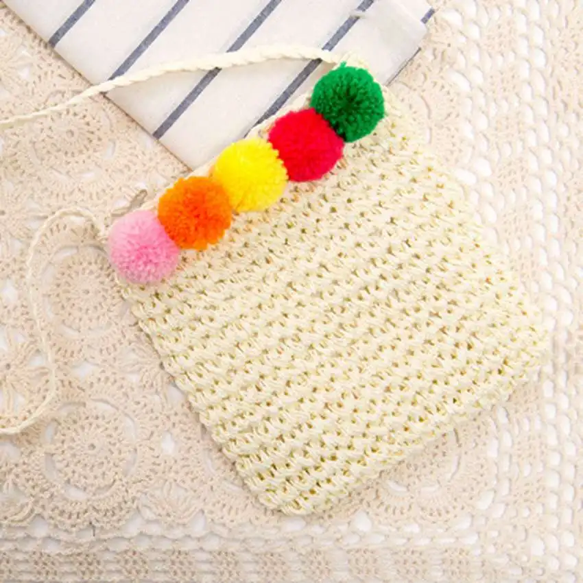 Fashion simple Messenger bag diagonal shoulder bag ethnic style color wool ball straw bag holiday beach bag handbags
Fashion simple Messenger bag diagonal shoulder bag ethnic style color wool ball straw bag holiday beach bag handbags