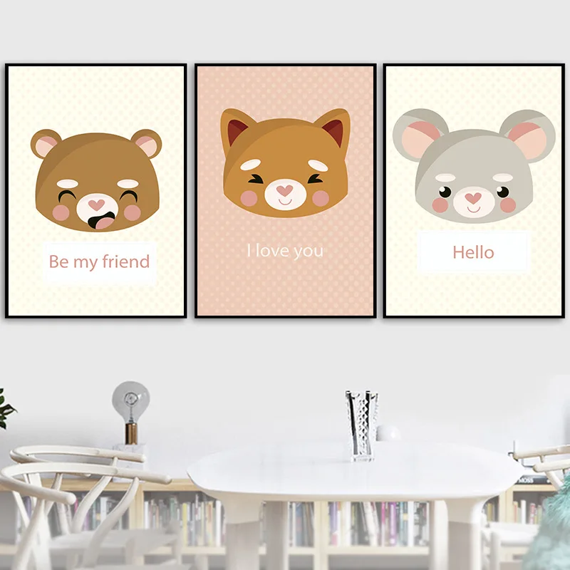 Bear Mouse Fox Wall Art Print Nursery Canvas Painting Nordic Poster Cartoon Wall Pictures Baby Kids Room Decor Home Decoration
Bear Mouse Fox Wall Art Print Nursery Canvas Painting Nordic Poster Cartoon Wall Pictures Baby Kids Room Decor Home Decoration