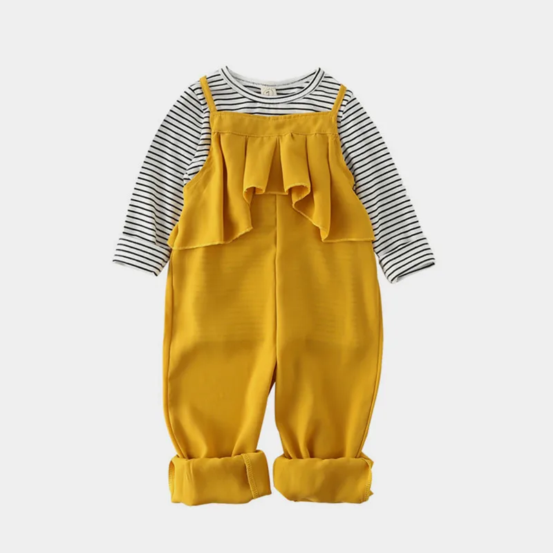 2019 spring children girls new fashion long sleeve striped cotton T-shirt + chiffon lace Overall clothing sets 2-7 years !
2019 spring children girls new fashion long sleeve striped cotton T-shirt + chiffon lace Overall clothing sets 2-7 years !