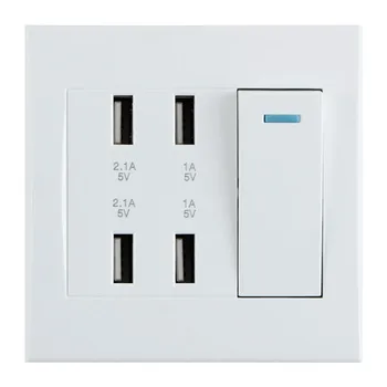 Switch Control 10A 4 Ports USB Wall Mounted Socket Intelligent Charger Outlet Panel Tool Home Electrical Socket Plugs Adapter
Switch Control 10A 4 Ports USB Wall Mounted Socket Intelligent Charger Outlet Panel Tool Home Electrical Socket Plugs Adapter