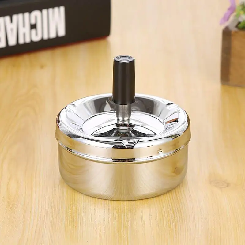 

Unique Ashtray Metal With Lid Sealing Ashtray Smokeless Household Small Ashtray Rotatable Household Items Ashtray With Lid