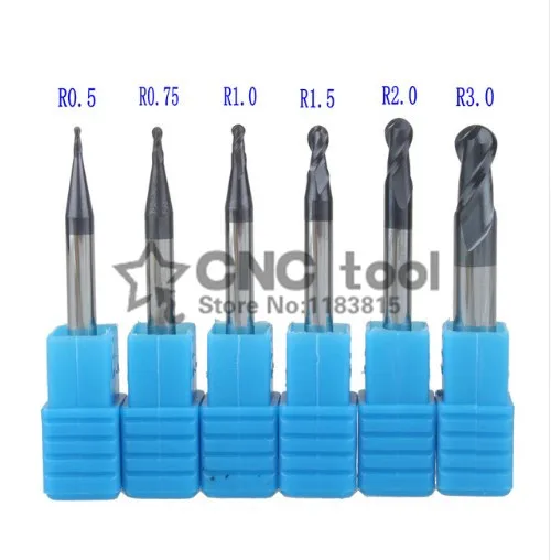 free shipping 6 pcs/set R0.5 R0.75 R1 R1.5 R2 R3 Real HRC50 For 2 flutes ball nose end mill milling cutter CNC router bit
free shipping 6 pcs/set R0.5 R0.75 R1 R1.5 R2 R3 Real HRC50 For 2 flutes ball nose end mill milling cutter CNC router bit