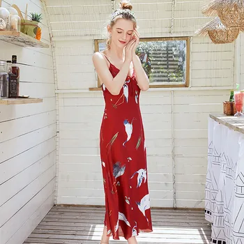 2019 New Sexy Silk Satin NIghtgown Sleeveless Nightdress V-neck Print Sleepshirt Long Nighties Summer Sleeping Dress For Women
2019 New Sexy Silk Satin NIghtgown Sleeveless Nightdress V-neck Print Sleepshirt Long Nighties Summer Sleeping Dress For Women